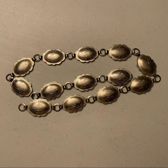 Vintage Silvel Aztec Fish Western Concho Belt Silver Metal Rare - Picture 2 of 6